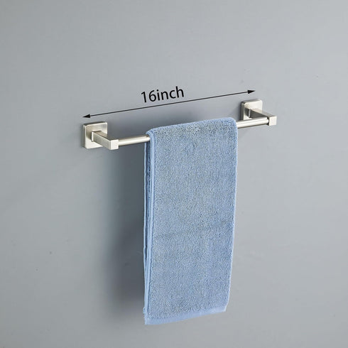 bluebyrne Set 4 Set 16In Set Brushed Nickel Bathroom Hardware Pieces,Towel Bar Stainless Steel Wall Mounted, Includes