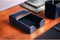 Dacasso Navy Blue Bonded Leather Memo Holder, 4" x 6"