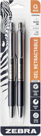 Zebra Pen G-402 Gel Pens 2-Pack, Black Ink, 0.5mm Fine Point, Stainless Steel Barrel, Comfortable Grip