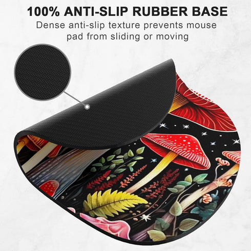 Premium-Textured Oval Mouse Pad, 8.7" x 7.1" Thick 3mm Anti-Slip Waterproof Rubber Mat, Cute Design for Office