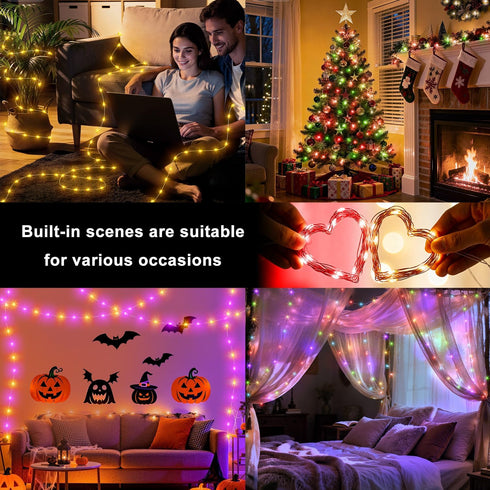 50ft Dimmable 25 14 Lights,150LED Fairy Lights Plug in, Colors Modes RGB+Warm White Color Changing String Twinkle