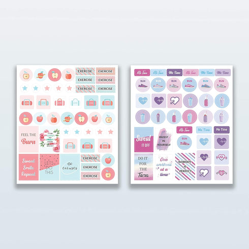 Lamare Workout, Fitness & Food Planner Stickers for Adults – Motivational, Aesthetic, Encouraging Journaling Stickers