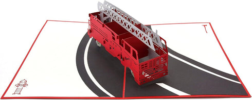 PopLife Fire Engine 3D Pop Up Card - Happy Anniversary, Birthday, Retirement Gift for Dad, Son, Brother, Grandfather,