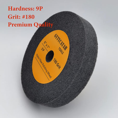 GYTYCATAH Deburring Wheel, Nylon Fiber Polishing Wheel, 6" x 1" Thickness, 180 Grit, for Bench Buffing Grinder