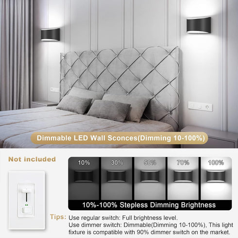 3000K/4000K/6000K Dimmable 12W 1 Pack) TRLIFE Modern Wall Sconces, Selectable and LED Wall Sconce Aluminum Wall Mounted
