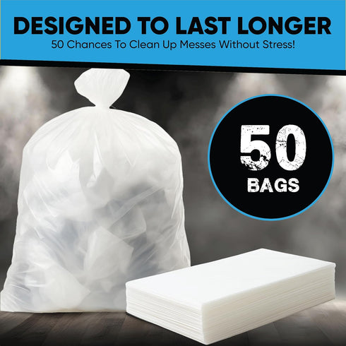 Mini n Mod 55-60 50 Count Commercial 55 60 Gallon Clear Trash Bags | | Large Clear Plastic Bags for Recycling, Garbage