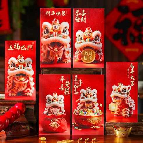 BAIWOVIS Chinese New Year Red Envelopes, 6 Pack Traditional Lunar New Year of