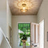 Zlepmlla Hammered Glass Ceiling Light, Black Semi Flush Mount with Glass Shade, Farmhouse Light Fixture for Hallway