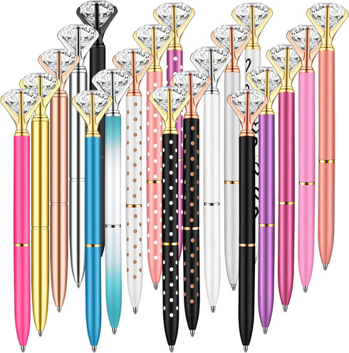 PASISIBICK 20 Pieces Diamond Pens - Cute Ballpoint Crystal Diamond Pens for Women Wedding Decor with 20 Refills (20