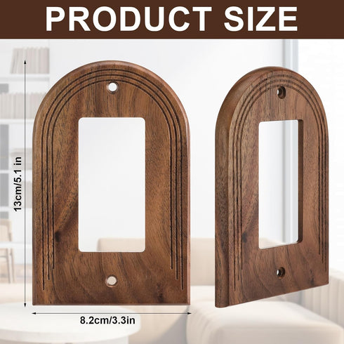 4 (13 8.2cm,Arch DoubleFill Pcs Walnut Wood Light Switch Cover Brown Outlet Covers Wall Plate Decorative Boho Plug
