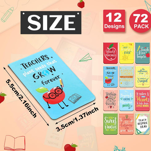 Zonon Teacher Bookmarks Teacher Magnetic Bookmarks for Women Teacher Appreciation Gifts in Bulk Magnet Book Markers Page Clip for Teachers Reading Supplies (72 Pcs) by Zonon