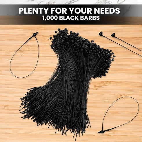 Perco 3 Inch Black Hang Tag Snap Lock Pins - 1,000 Pieces Professional-Grade Plastic Fasteners for Tag Attachment