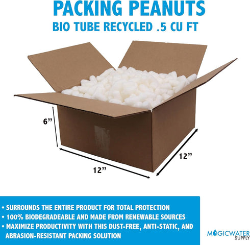 Magicwater Supply - 0.5 Cu Ft Bio Tube Recycled Anti Static Packing Peanuts - Compostable Cushion for Shipping