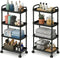 4-Tier Rolling Utility Cart with Handle Multi-Functional Storage Trolley with Wheels, Movable