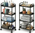 4-Tier Rolling Utility Cart with Handle Multi-Functional Storage Trolley with Wheels, Movable
