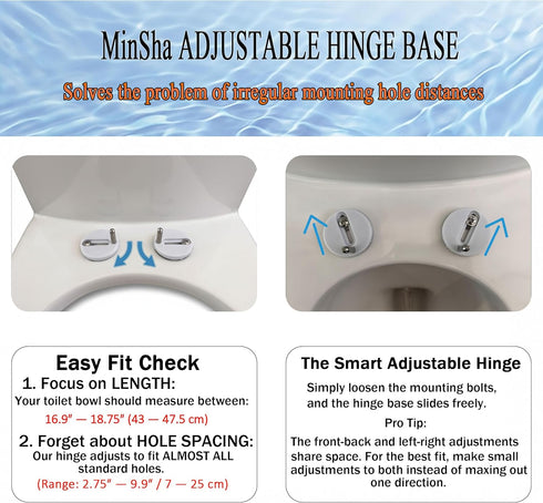 MinSha 17 14 inches, D-shaped/U-shaped toilet seat, x soft close silent cover, heavy-duty PP material, quick release