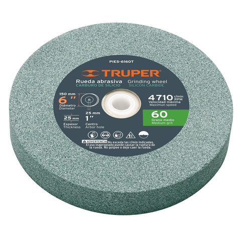 TRUPER PIES-6160T 6" Silicon Carbide Bench Grinding Wheels - Grit 60, Thickness 1", 1 Pack