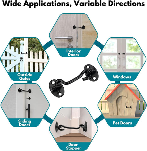 Rainspire (2 Pack) 6 Inch) Privacy Hook and Eye Latch for Barn Door, Stainless Steel Gate Latch Barn Door Lock Cabin