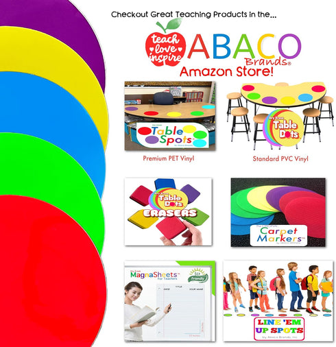 Table Dots Dry Erase Circles, 20 Pack for Classroom Teachers, 12" PVC, 5 Colorful Stickers, Removable Desktop Whiteboard
