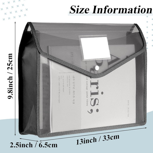 Epakh 10 Pcs Plastic File Folders Envelope, A4 Size Expanding Wallet Organizer with Snap Closure, Waterproof