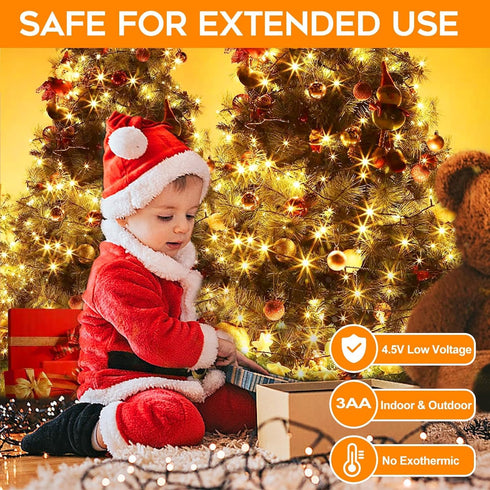 33 100 8 Battery Operated Christmas Lights, FT LED Mini String Lights with Timer and Modes, Green Wire Outdoor