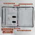 Glossy Silver Eco-Friendly Leather A4 Portfolio, Zipper, 5 Card Slots, 1 iPad and 1 Cell Phone Pockets, 3 Ring Binder
