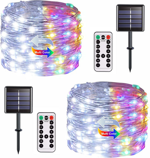 JMEXSUSS 2 Pack Solar Christmas Lights Outdoor Waterproof, 100 LED 33ft White