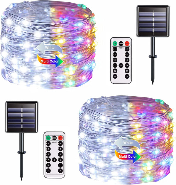 JMEXSUSS 2 Pack Solar Christmas Lights Outdoor Waterproof, 100 LED 33ft White
