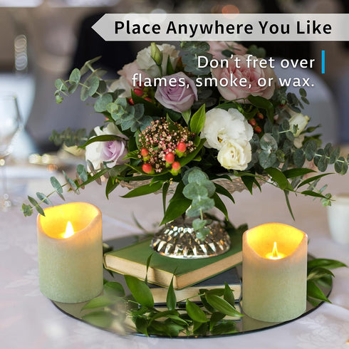 Pack 1 3" 4) FURORA LIGHTING Green Real Wax Crystallized LED Candle of (D x H for Home Dcor, Flameless Flickering