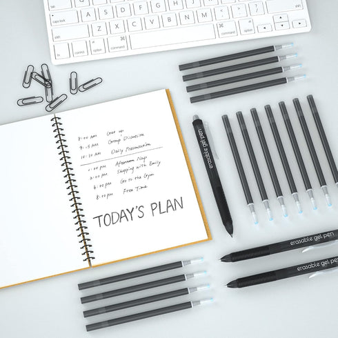 Vanstek 12 Black Erasable Gel Pen Refills, Gel Ink Refills Compatible with FriXion & Friction Erasable Pens, Fine Point 0.7 mm, Perfect for Writing Planner & Crossword Puzzles by Vanstek