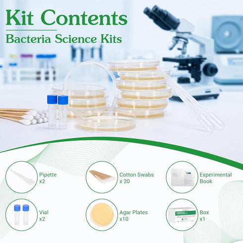 Elikoya Kit-10PCS Nutrient Agar Petri Dishes Bacteria Science Project Kit | Pre-Poured Agar Plates and Cotton Swabs