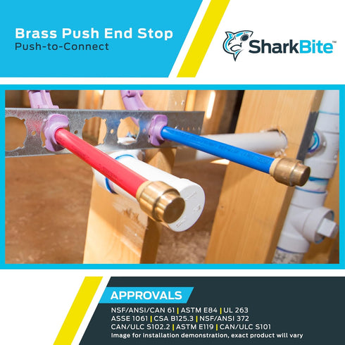 SharkBite Push to Connect Brass Plumbing Fitting, 1-1/2 Inch Push Cap for PEX Pipe, Copper, CPVC, PE-RT, HDPE, UXL0441