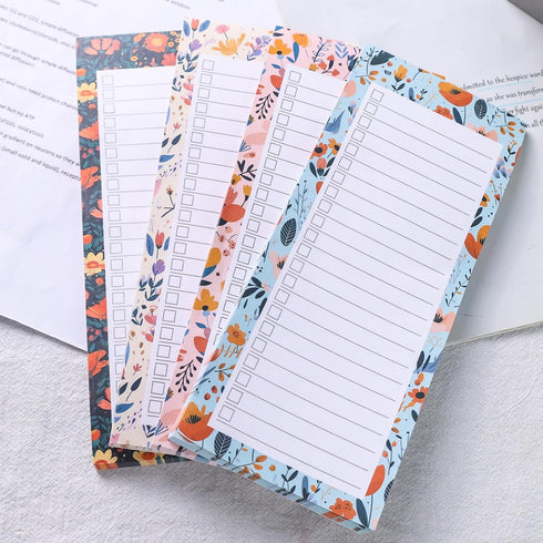 Koogel 4PCS Magnetic Notepads for Refrigerator, Floral Design Grocery List Notepads, 50 Sheets