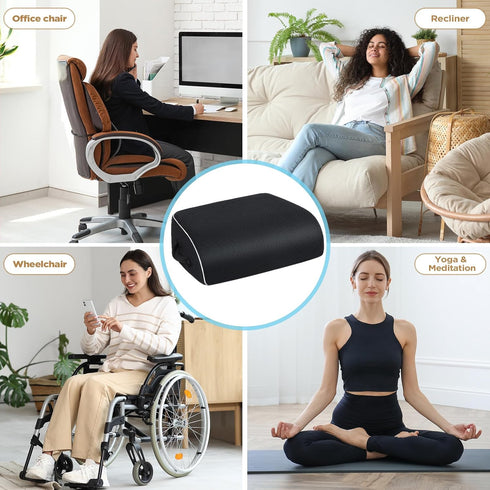Tailbone 6"-Black Thick Chair Cushions, Office Booster Seat Cushion to Pain Relief, Non Slip Memory Thick Foam Cushion