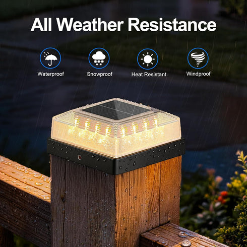 4x4 6-Pack, 3 4x4 3.5x3.5 Brightever Solar Post Cap Light Fence Post Solar Lights with Lighting Modes, Fits Vinyl/Wood