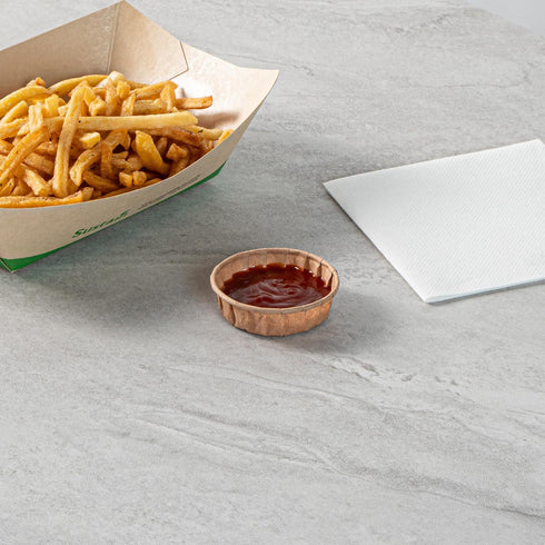 1 100 Restaurantware-Sustain Ounce Portion Cups, Disposable Condiment Cups - Compostable, Versatile, Kraft Paper Sample