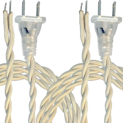 Royal Designs, Inc. CO-6001-OW-8-2 Twisted Rayon Lamp Cord with NEMA-15P Plug, Stripped Ends Ready for