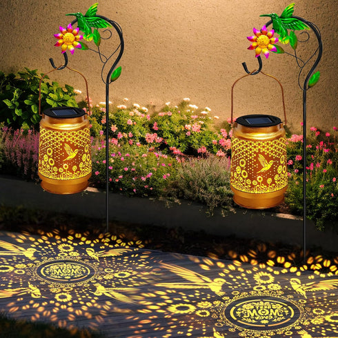 Hummingbird Hook,Hummingbird Mothers Day Gifts Solar Lanterns Outdoor Waterproof with Shepherd Garden Decor Birthday