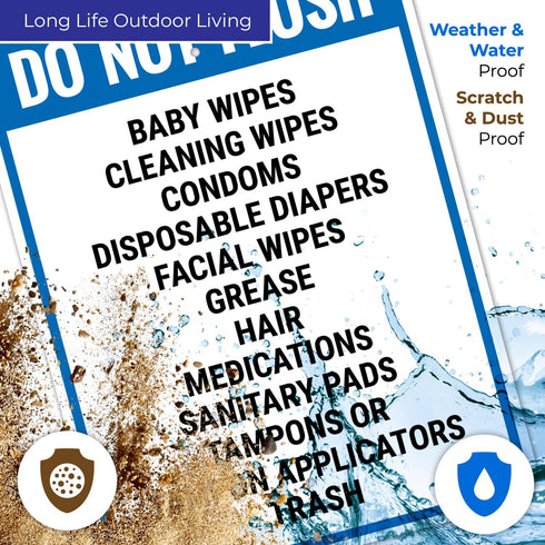 18x24 Inches, 55 Do Not Flush Baby Wipes Cleaning Wipes Condoms Disposable Diapers Facial Wipes Grease Hair Sign, mil