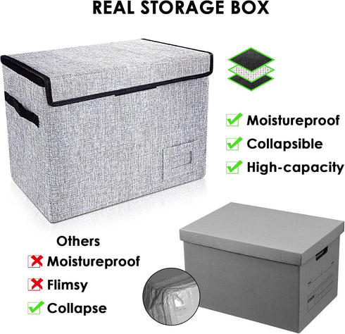 Leffis Comic Book Storage, Comic Book Box 15.5" X 7.5" X 11.3", Collapsible Comic Short Box with Lids Holds 150 Comics Heavy Duty Comic Book Bin Container by Leffis