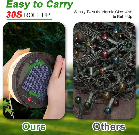 4 1 8 (42ft), Outdoor Waterproof Portable Stowable String Light, in Retractable Camping String Lights with Lighting