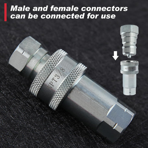 3/8” NPT Thread Ag Hydraulic Quick Connect Tractor Couplers with Dust Caps Ag ISO 7241-A Hydraulic Quick Connect Tractor Couplers Poppet Pioneer Style ISO 7241-A Hydraulic Quick Coupler by GOLD DEER