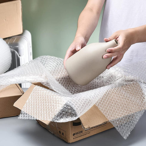 Sumono Bubble Cushioning Wrap Roll, 12 Inch x 36 Feet Perforated Bubble Roll with 10 Fragile Sticker Labels