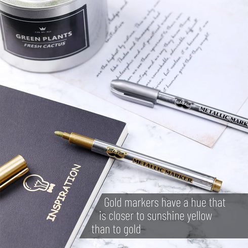 Mr. Pen Metallic Paint Markers, 6 Pack, Silver Paint Marker, Gold Ink Pen, Permanent Metallic Markers