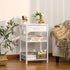 Lerliuo White Printer Stand with Fabric Drawer, 3 Tier Industrial Side Table, Modern Small Desk Holder