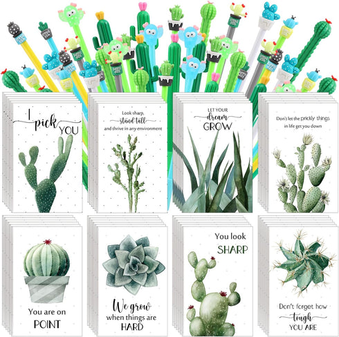 Colarr 96 Set Cactus Themed Gifts Bulk with Cute Cartoon Cactus Pens