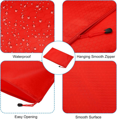 PATIKIL Waterproof Zipper File Bags, 3 Pack A4 Document Holders, Pencil Pouch for Office, Red Color