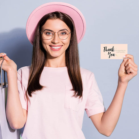 easykart labels 120 Thank You Cards for Supporting My Small Business, Gold Foil Business Card Size 3.5" x 2"