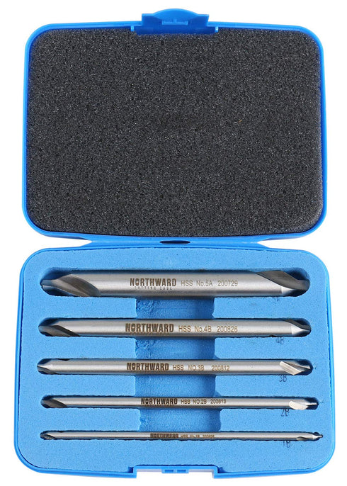Accusize Industrial Tools 5 pc H.S.S. M2 Long Series Center Drill Set, 4'' OAL, 3560-1001