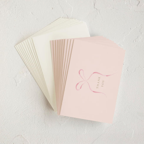 Pack, 10 10 Minted Thank You Cards Thank You Cards with Envelopes, Blank Card, Pink Bow Design, Baby Shower, New Mom